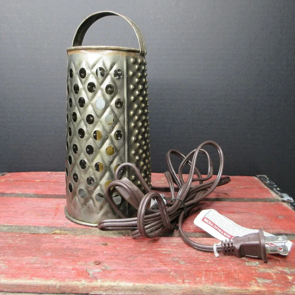 Primitive Grater Lantern Lamp Light Primitive Rustic Farmhouse Decor Electric